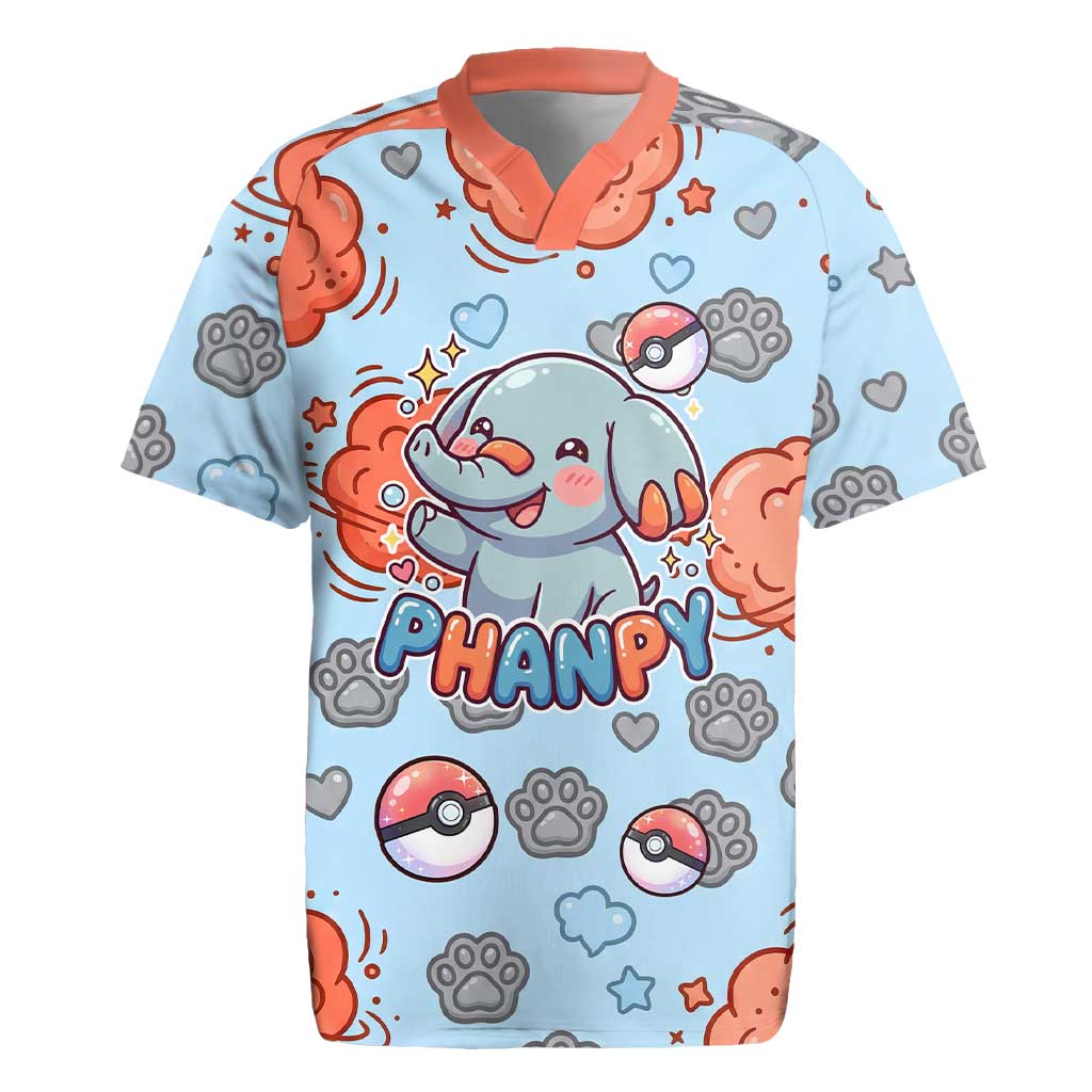 Phanpy Rugby Jersey Playful Kawaii Cloud Burst Art