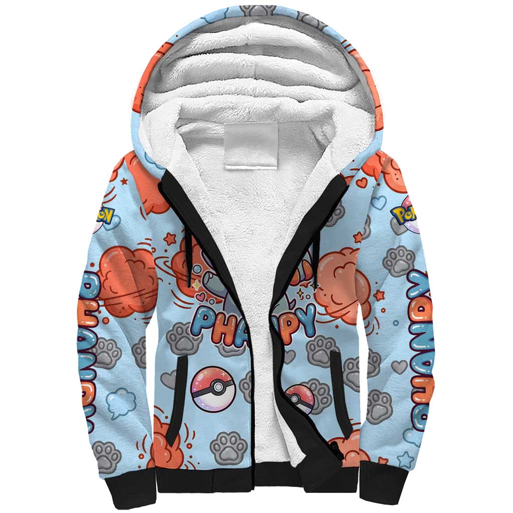 Phanpy Sherpa Hoodie Playful Kawaii Cloud Burst Art
