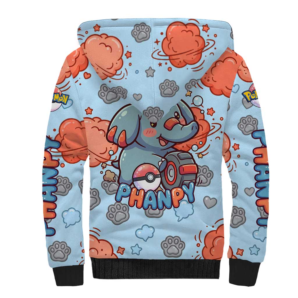 Phanpy Sherpa Hoodie Playful Kawaii Cloud Burst Art