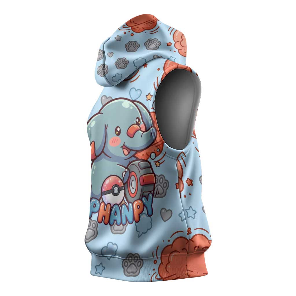 Phanpy Sleeveless Hoodie Playful Kawaii Cloud Burst Art