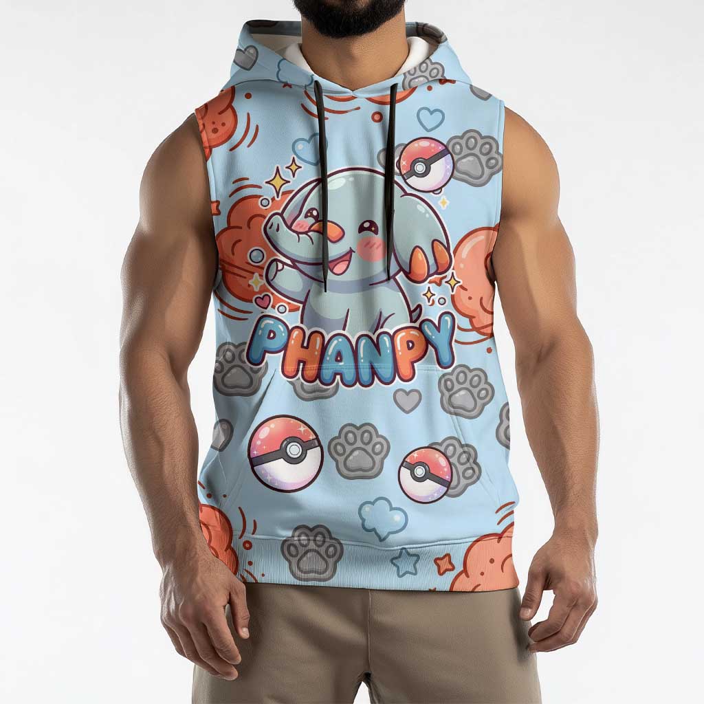 Phanpy Sleeveless Hoodie Playful Kawaii Cloud Burst Art