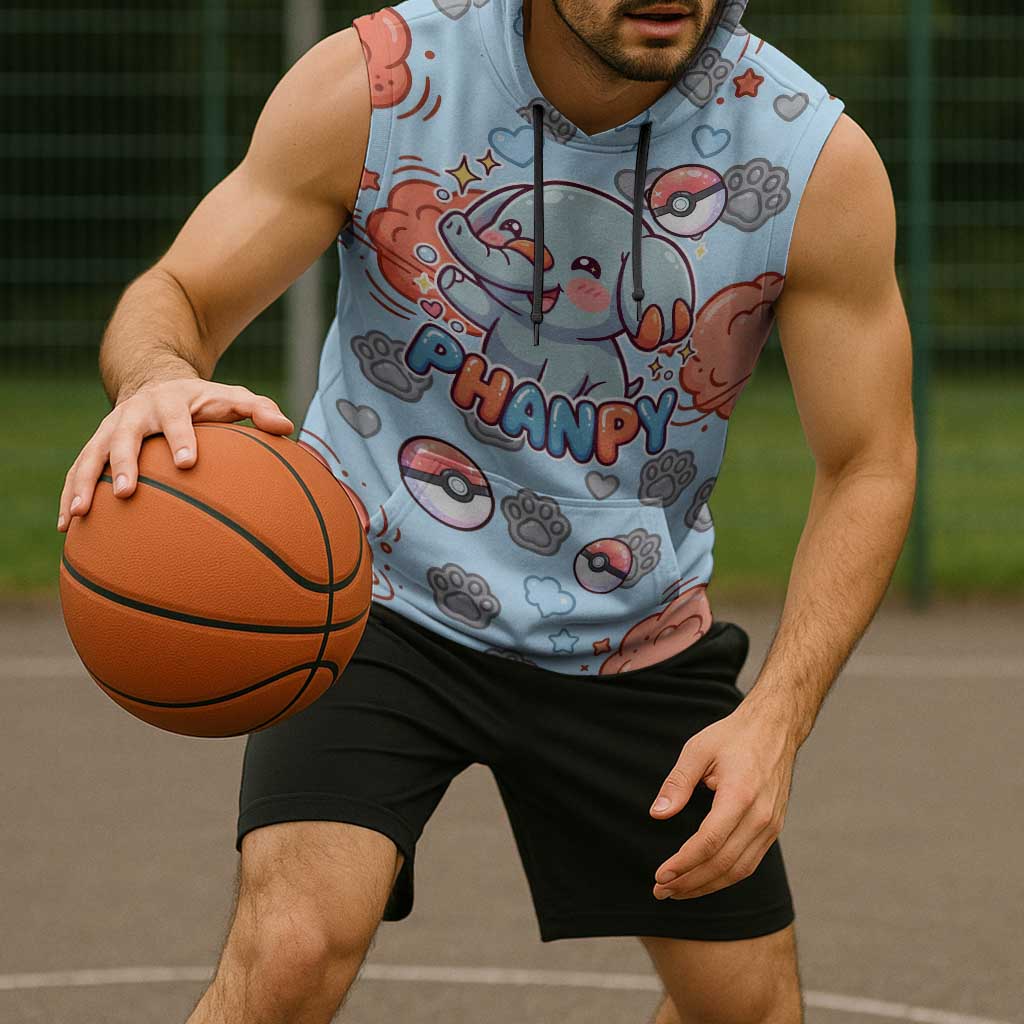Phanpy Sleeveless Hoodie Playful Kawaii Cloud Burst Art