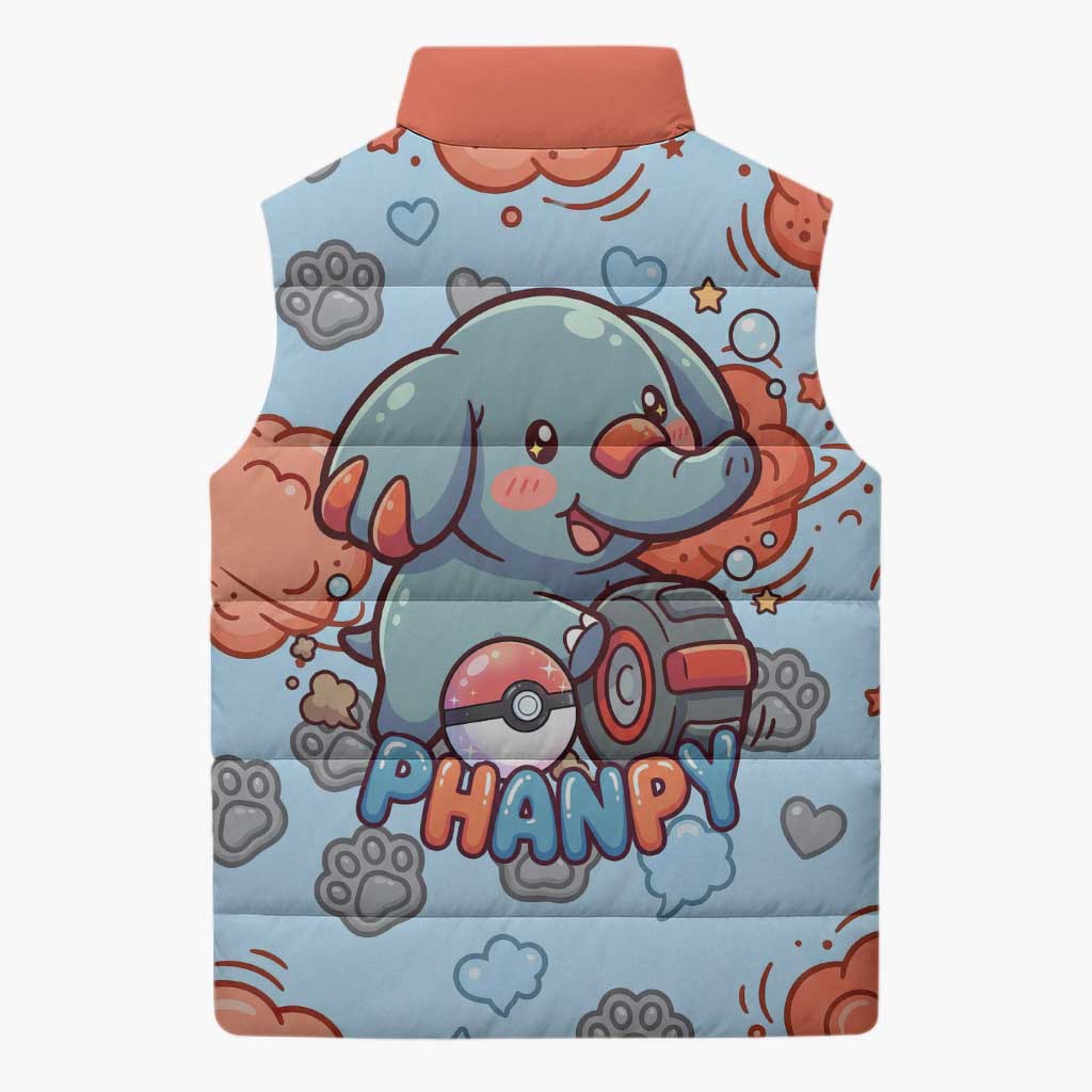 Phanpy Sleeveless Puffer Jacket Playful Kawaii Cloud Burst Art