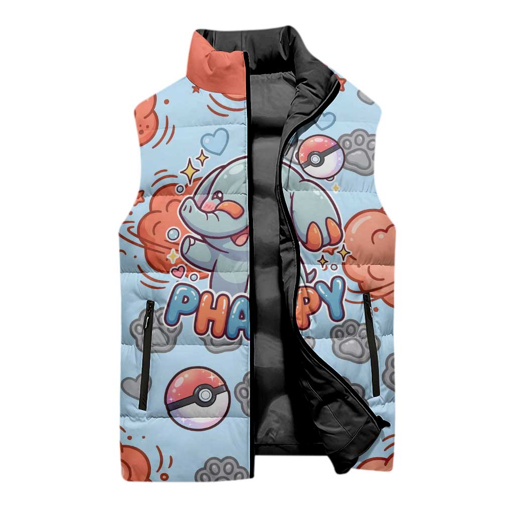 Phanpy Sleeveless Puffer Jacket Playful Kawaii Cloud Burst Art