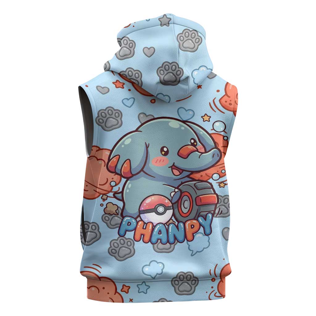 Phanpy Sleeveless Zip Hoodie Playful Kawaii Cloud Burst Art