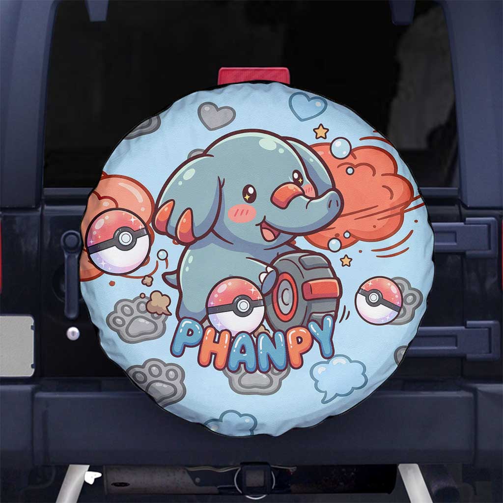 Phanpy Spare Tire Cover Playful Kawaii Cloud Burst Art