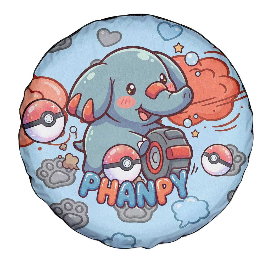 Phanpy Spare Tire Cover Playful Kawaii Cloud Burst Art