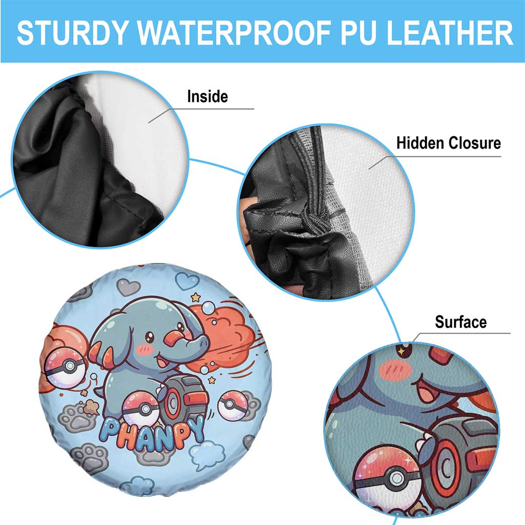 Phanpy Spare Tire Cover Playful Kawaii Cloud Burst Art