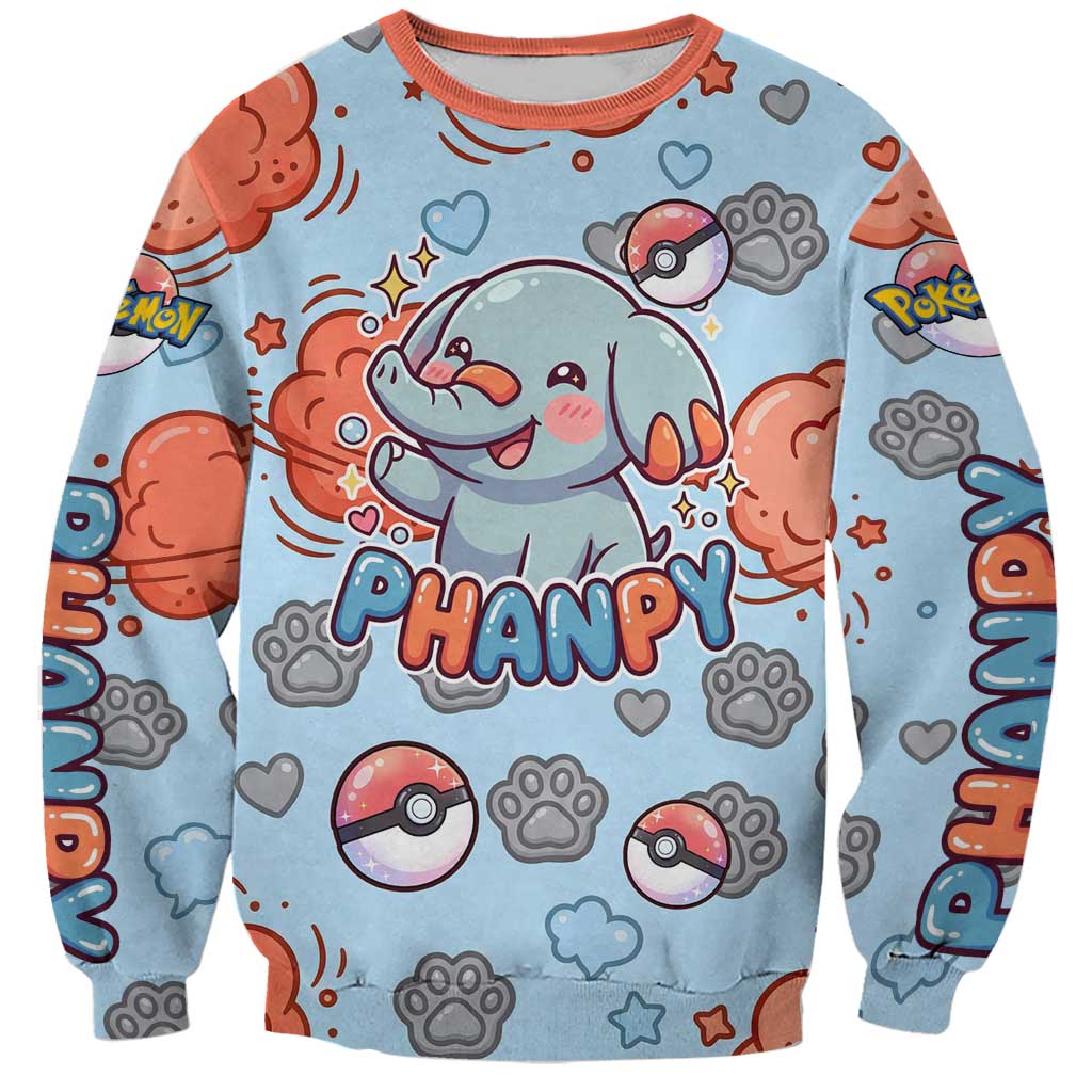 Phanpy Sweatshirt Playful Kawaii Cloud Burst Art