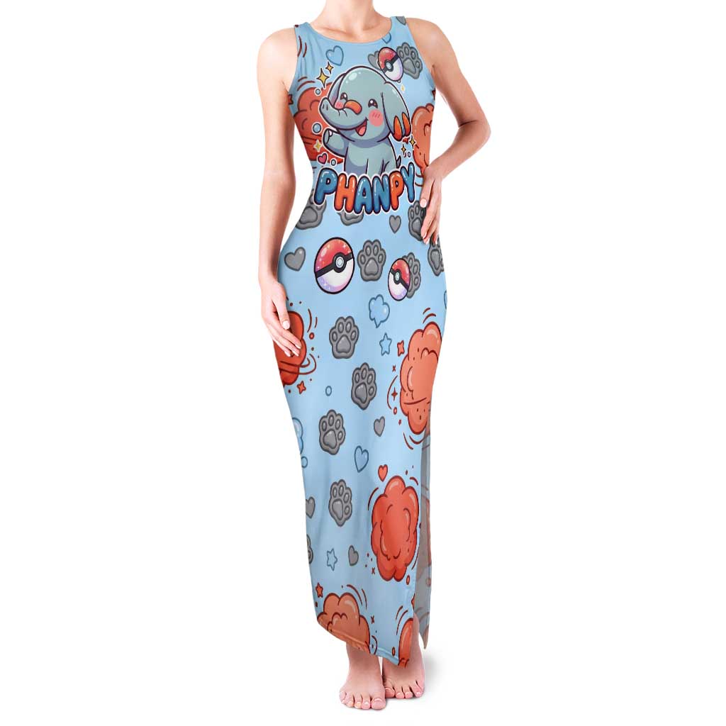 Phanpy Tank Maxi Dress Playful Kawaii Cloud Burst Art