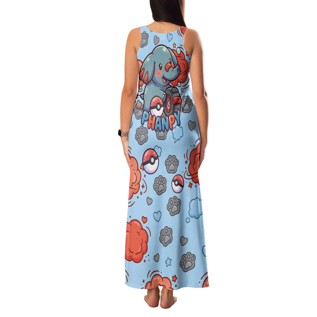 Phanpy Tank Maxi Dress Playful Kawaii Cloud Burst Art