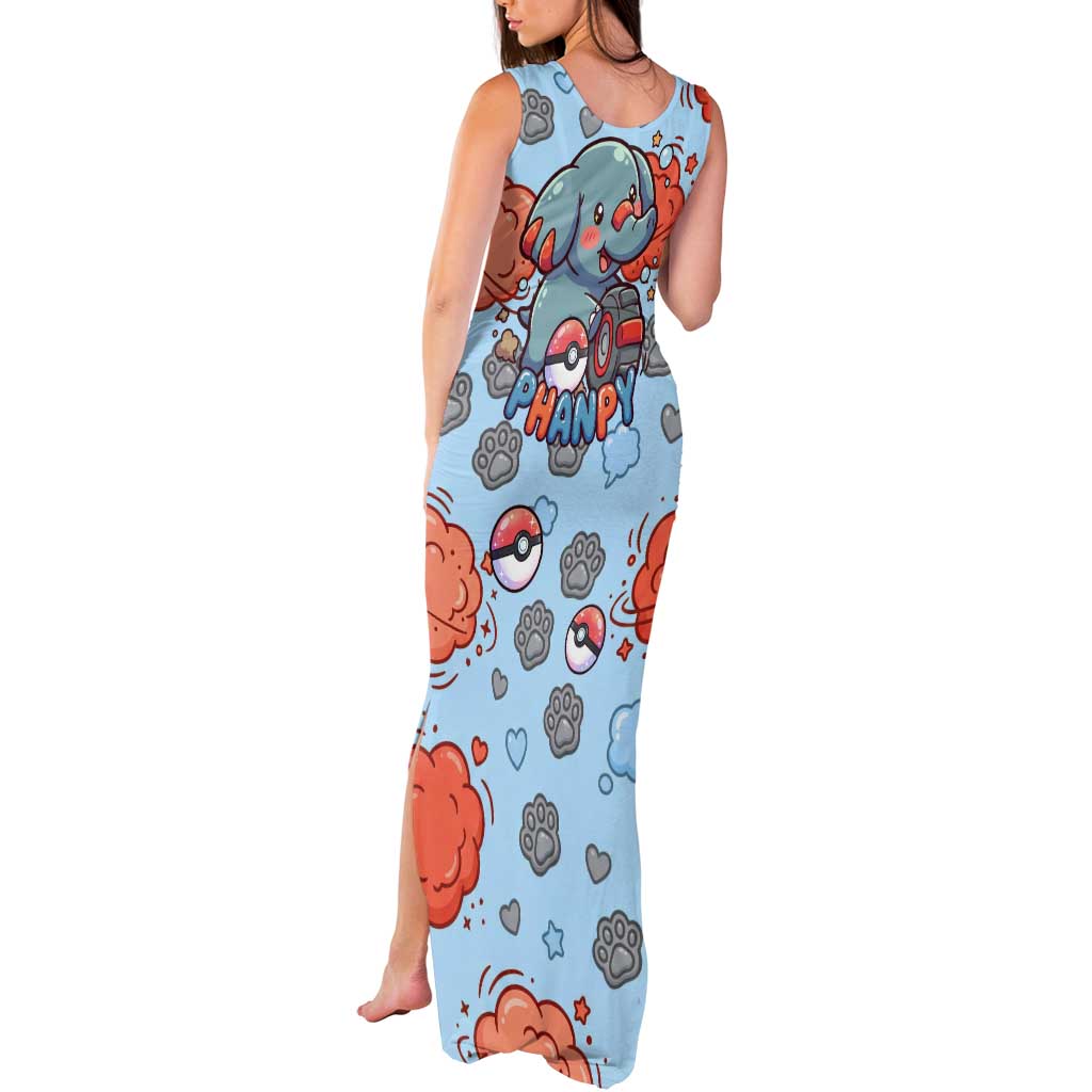 Phanpy Tank Maxi Dress Playful Kawaii Cloud Burst Art