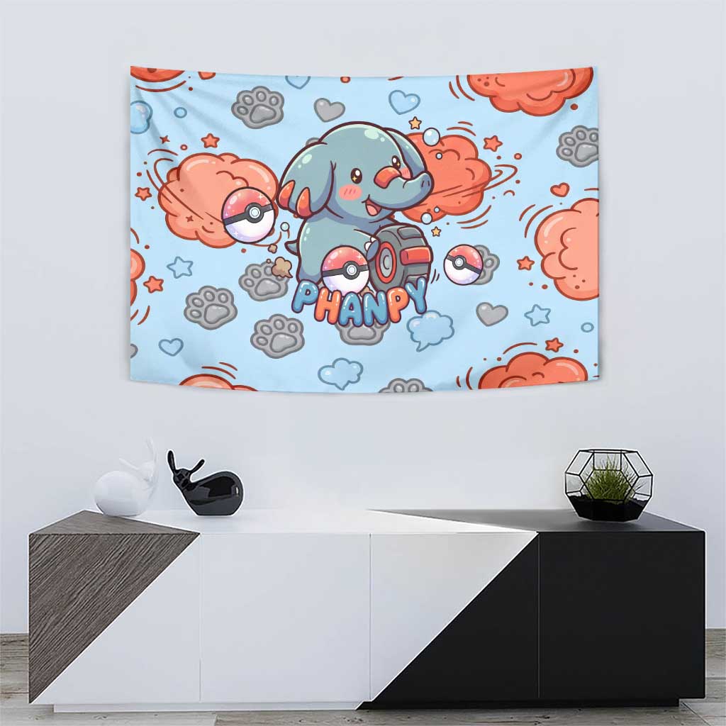 Phanpy Tapestry Playful Kawaii Cloud Burst Art