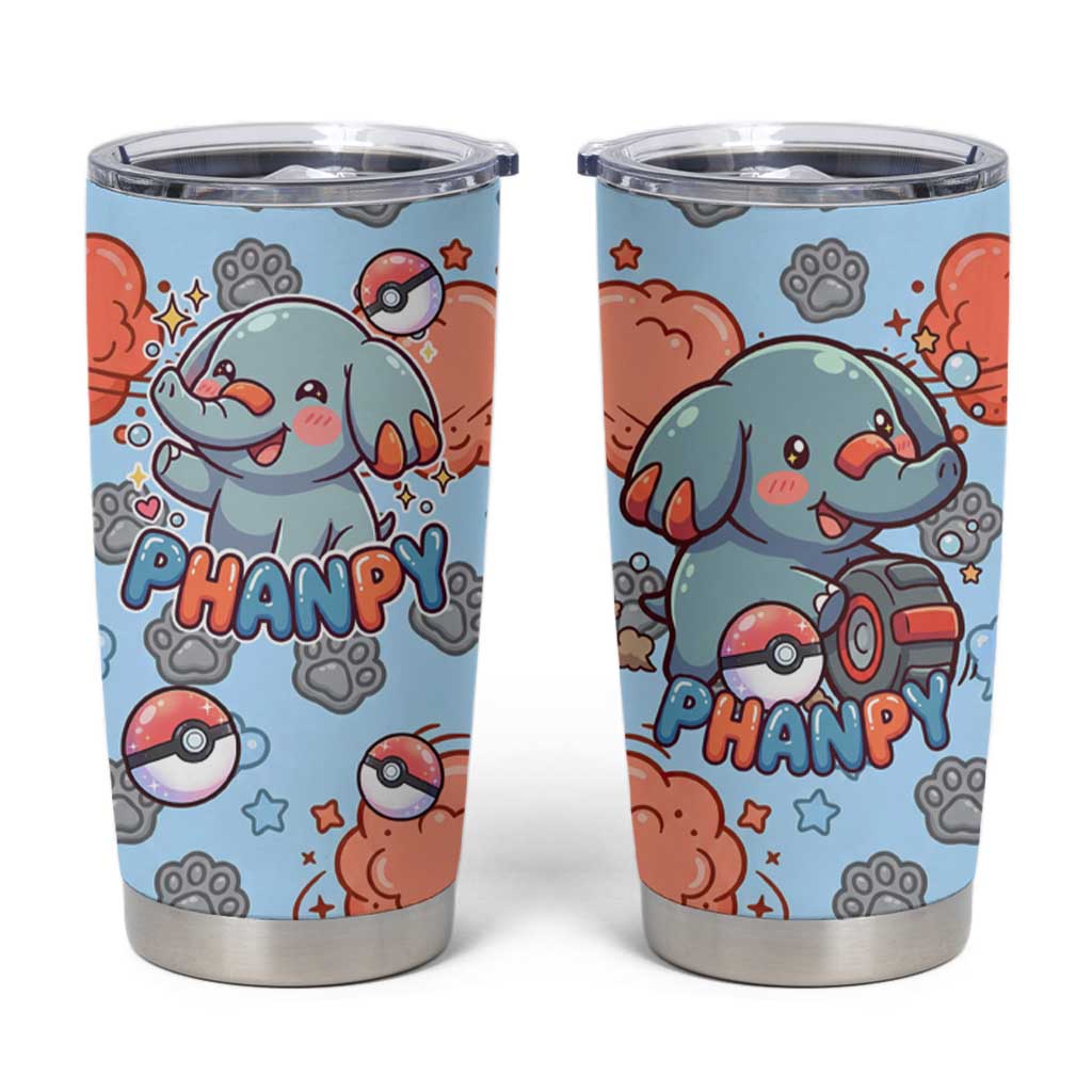 Phanpy Tumbler Cup Playful Kawaii Cloud Burst Art