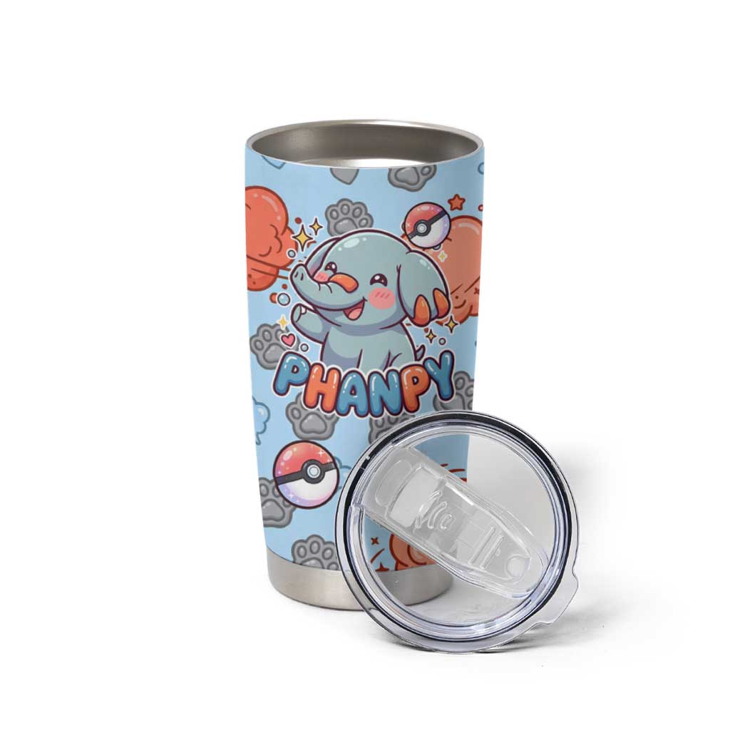 Phanpy Tumbler Cup Playful Kawaii Cloud Burst Art