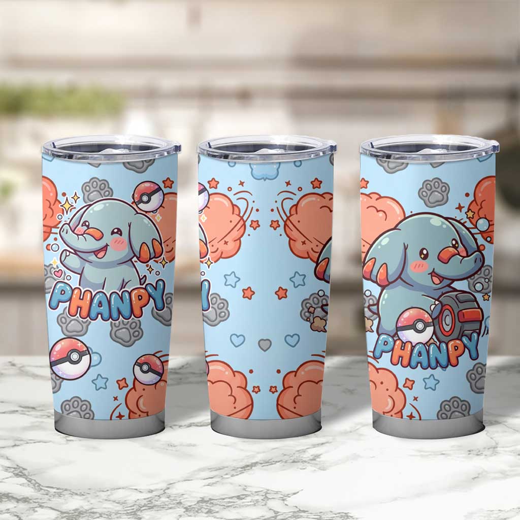 Phanpy Tumbler Cup Playful Kawaii Cloud Burst Art