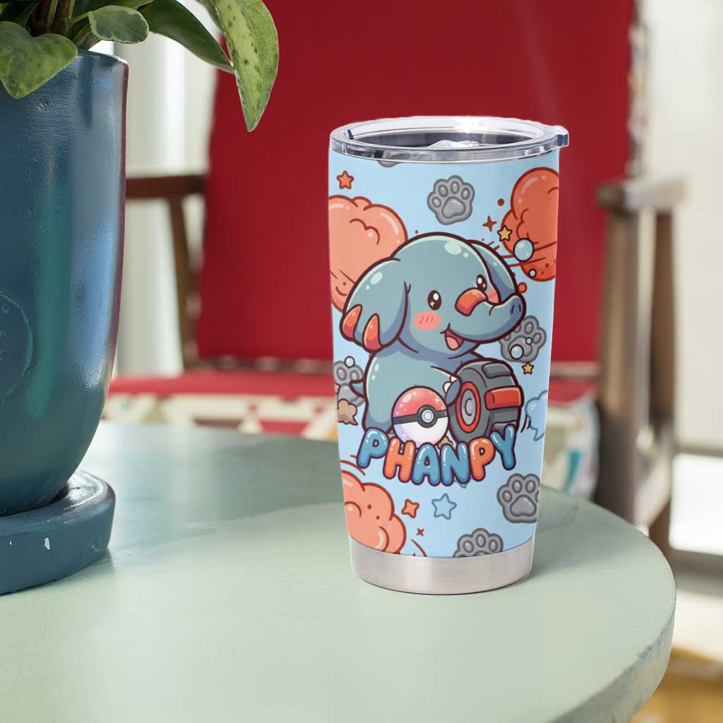 Phanpy Tumbler Cup Playful Kawaii Cloud Burst Art