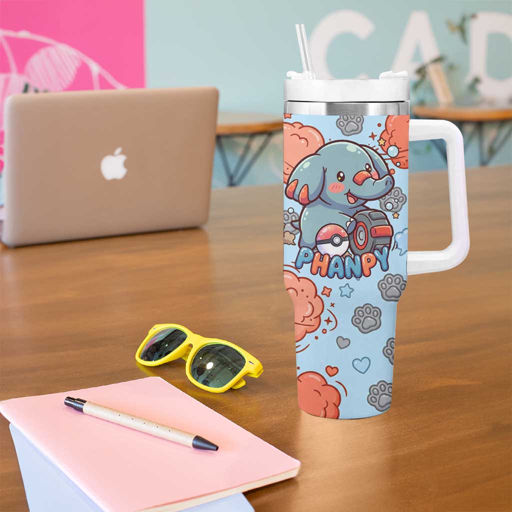 Phanpy Tumbler With Handle Playful Kawaii Cloud Burst Art