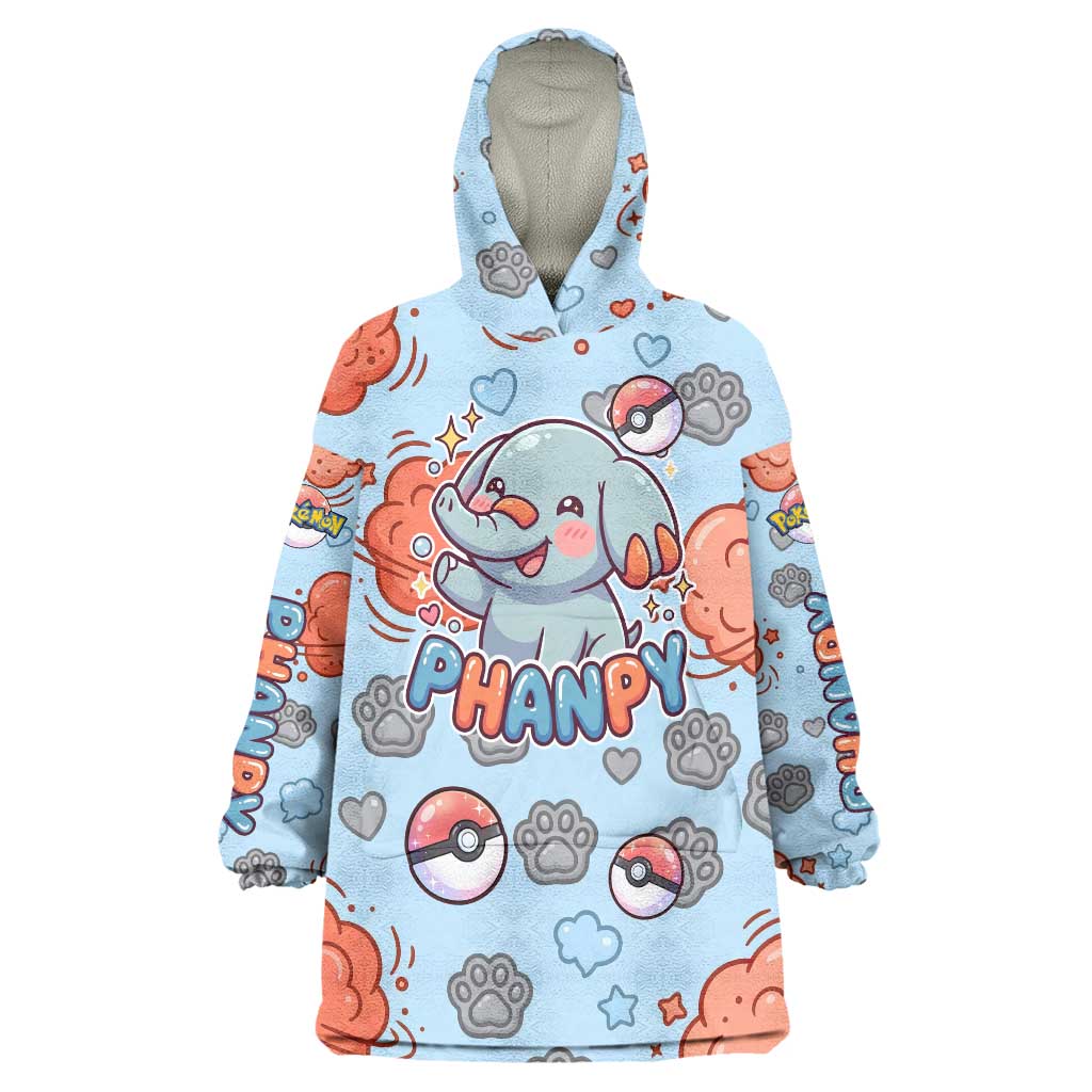 Phanpy Wearable Blanket Hoodie Playful Kawaii Cloud Burst Art