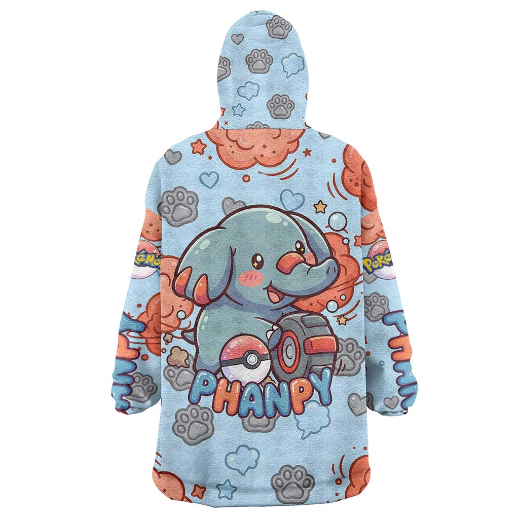 Phanpy Wearable Blanket Hoodie Playful Kawaii Cloud Burst Art