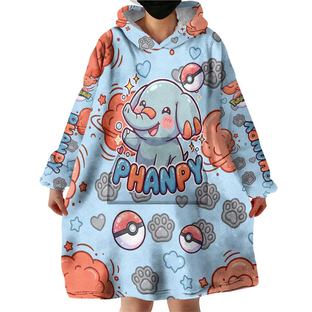 Phanpy Wearable Blanket Hoodie Playful Kawaii Cloud Burst Art
