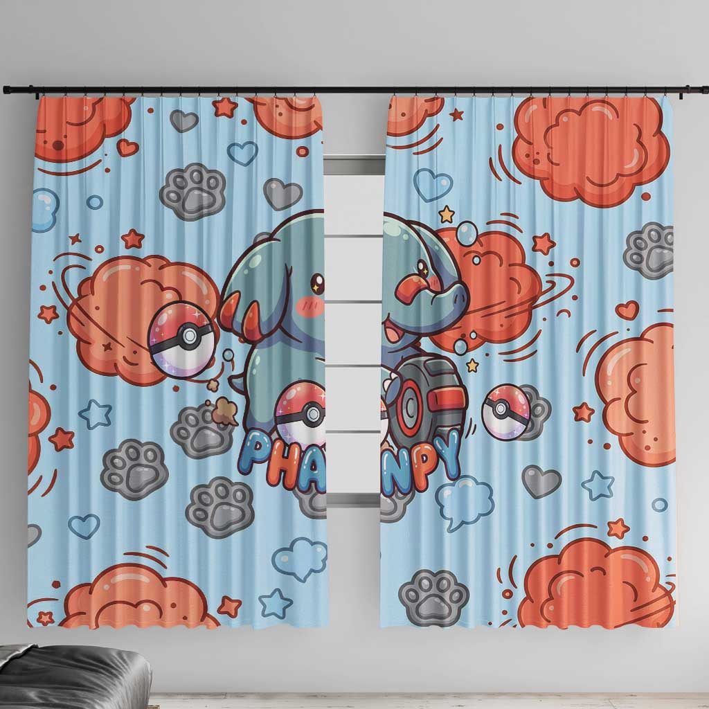 Phanpy Window Curtain Playful Kawaii Cloud Burst Art