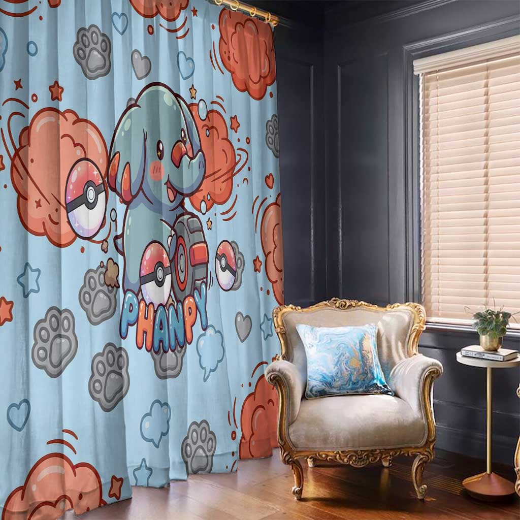 Phanpy Window Curtain Playful Kawaii Cloud Burst Art