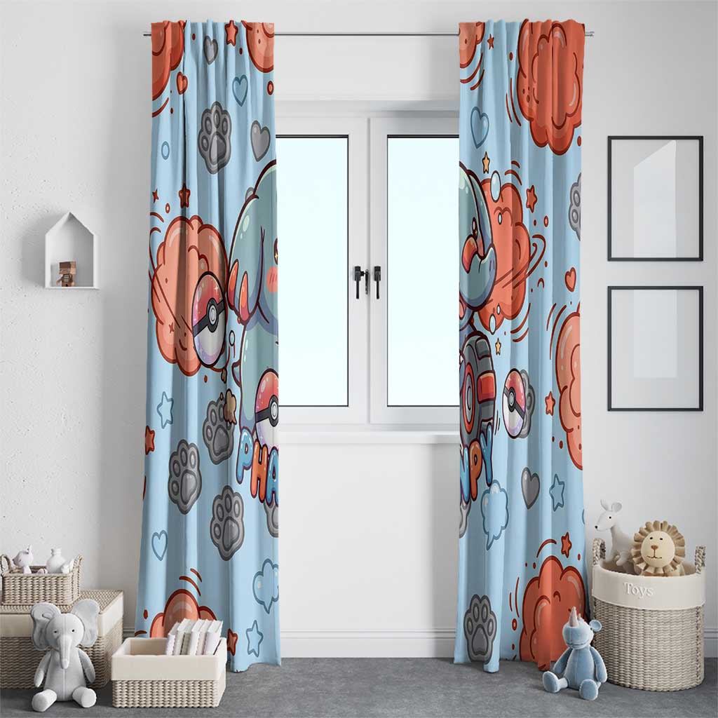 Phanpy Window Curtain Playful Kawaii Cloud Burst Art