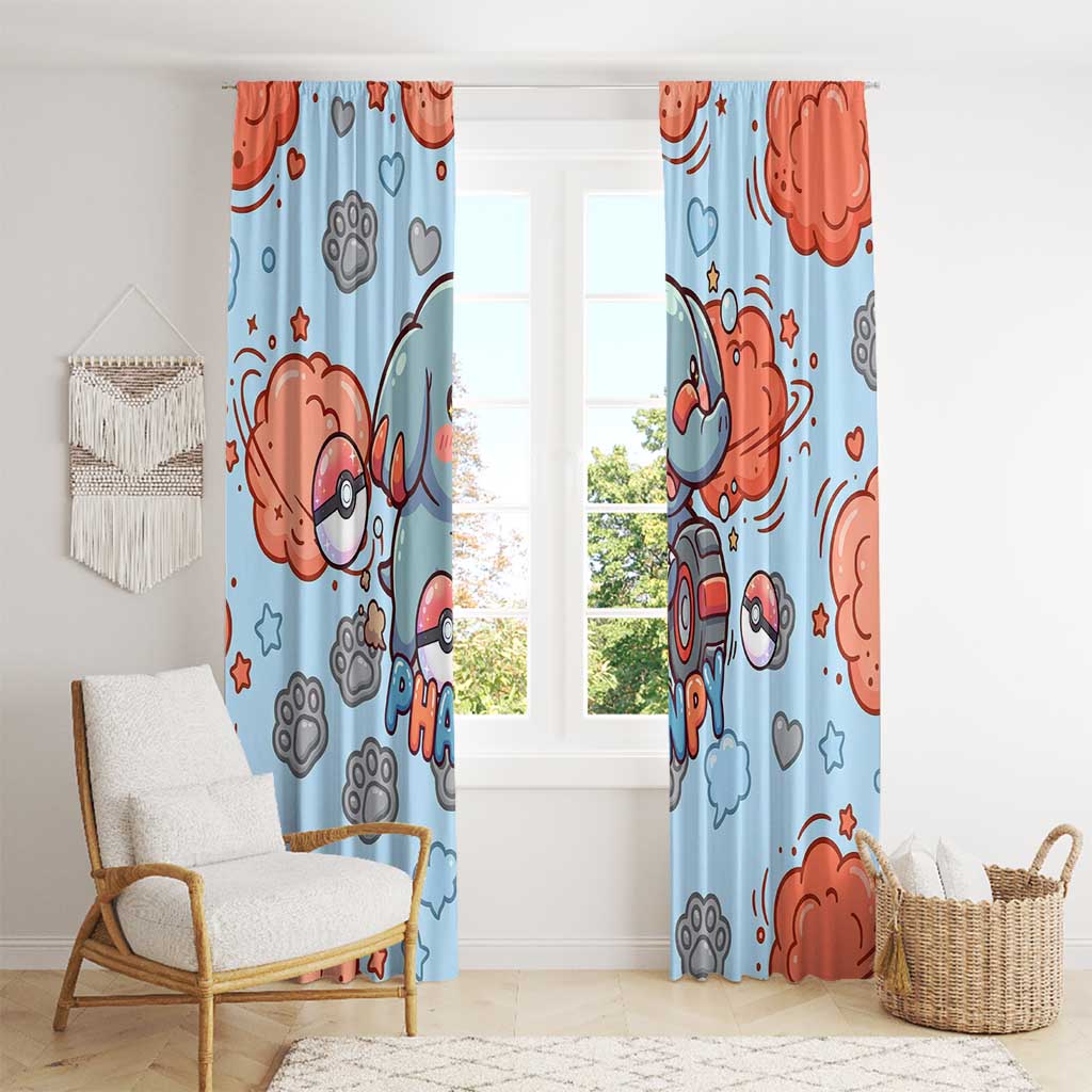 Phanpy Window Curtain Playful Kawaii Cloud Burst Art