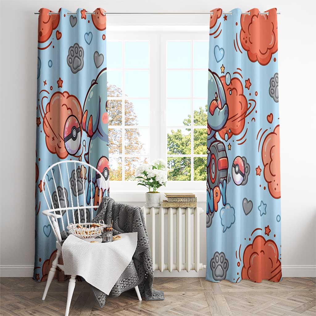 Phanpy Window Curtain Playful Kawaii Cloud Burst Art
