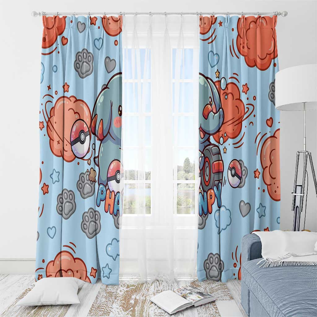 Phanpy Window Curtain Playful Kawaii Cloud Burst Art