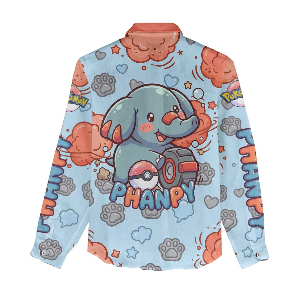 Phanpy Women Casual Shirt Playful Kawaii Cloud Burst Art