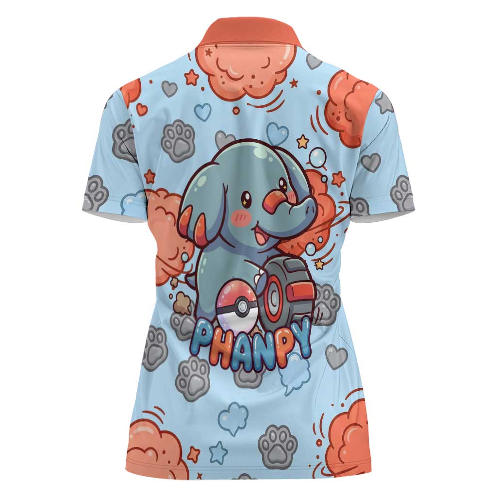 Phanpy Women Polo Shirt Playful Kawaii Cloud Burst Art