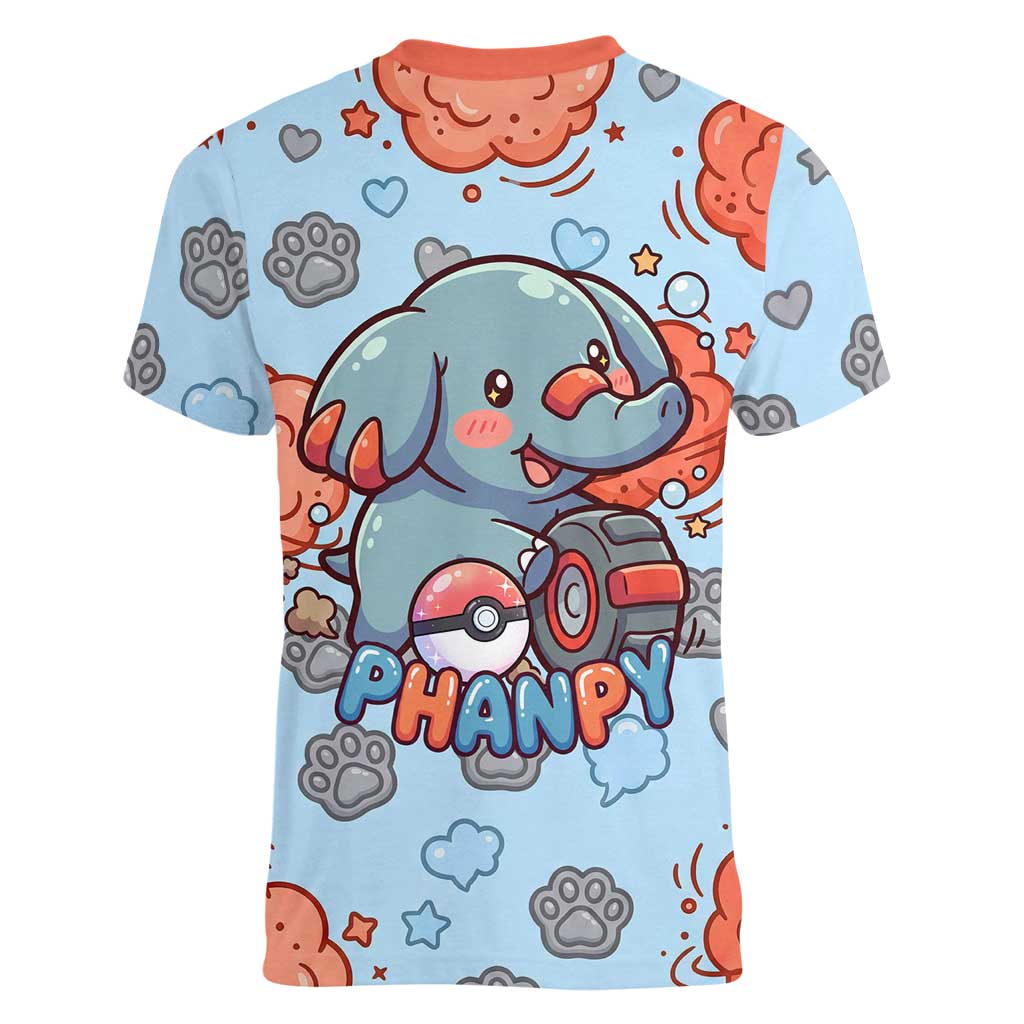 Phanpy Women V-Neck T-Shirt Playful Kawaii Cloud Burst Art