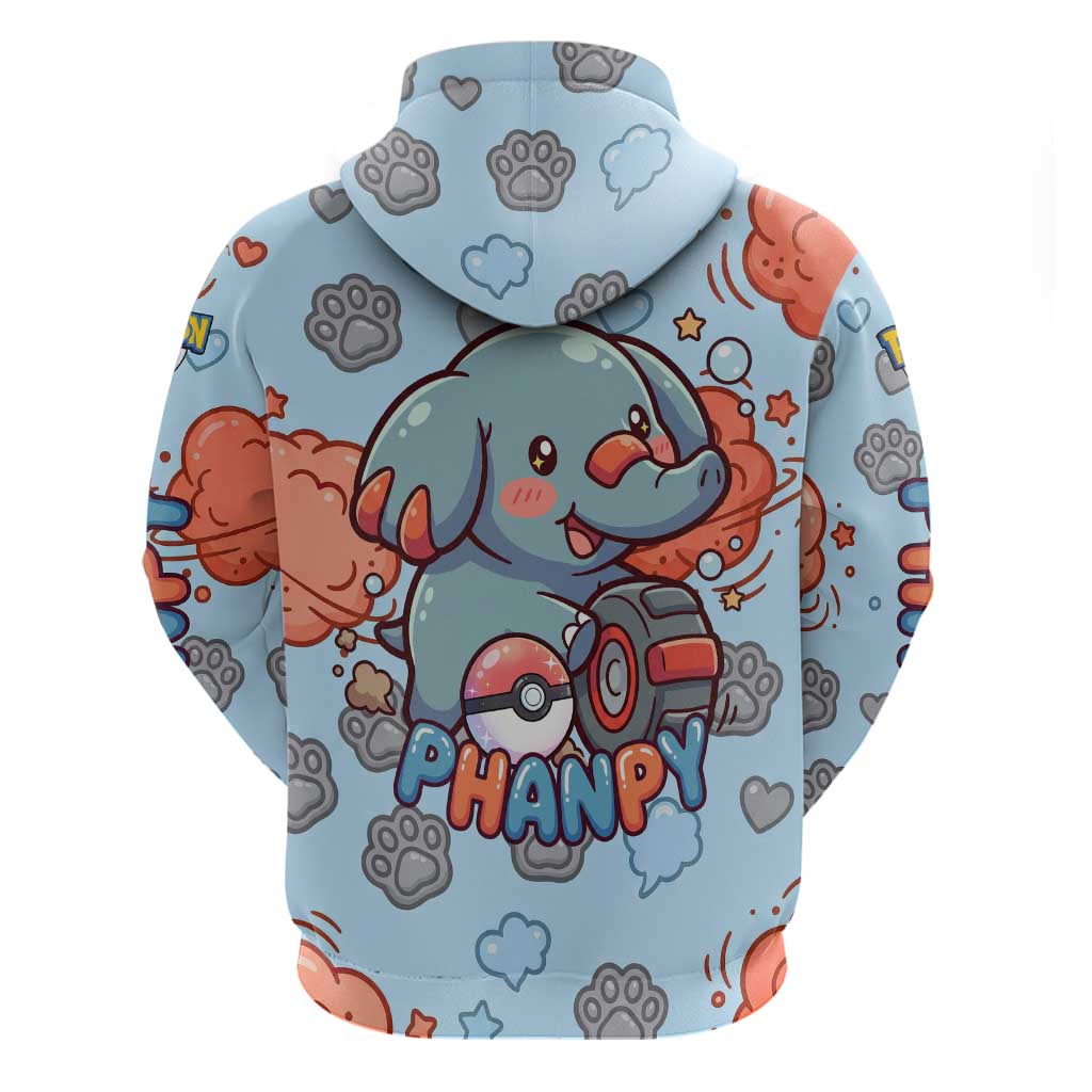 Phanpy Zip Hoodie Playful Kawaii Cloud Burst Art