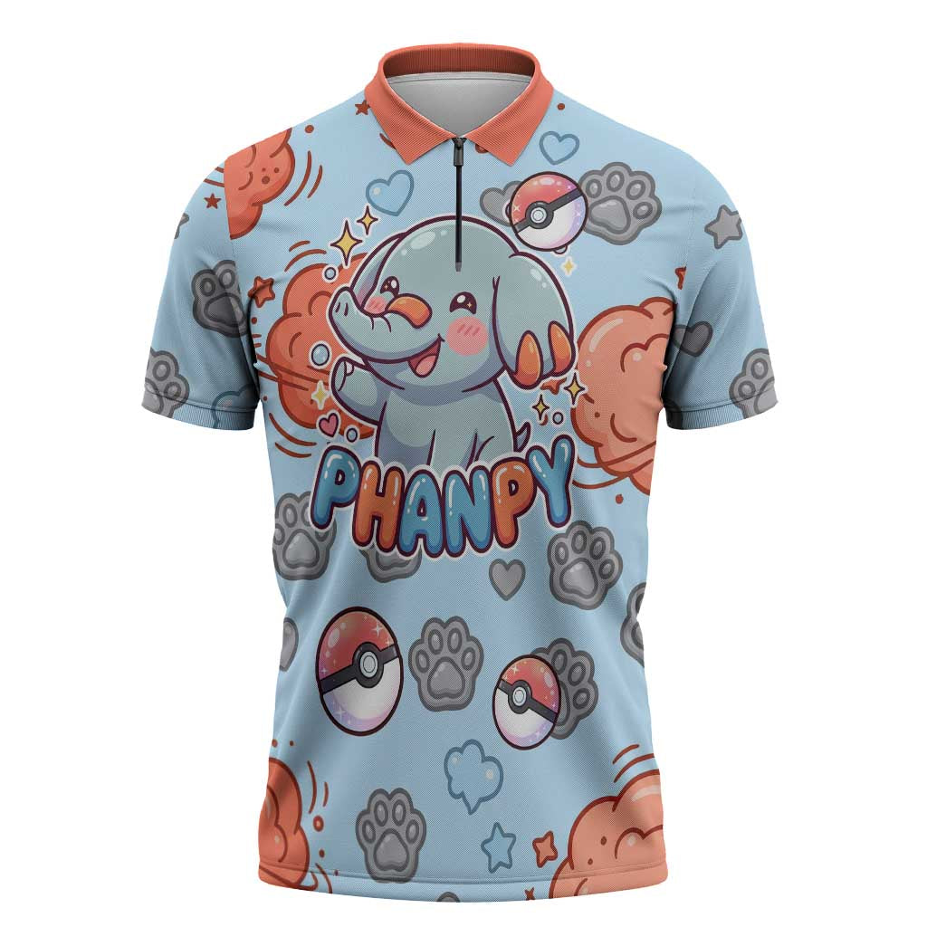 Phanpy Zipper Polo Shirt Playful Kawaii Cloud Burst Art