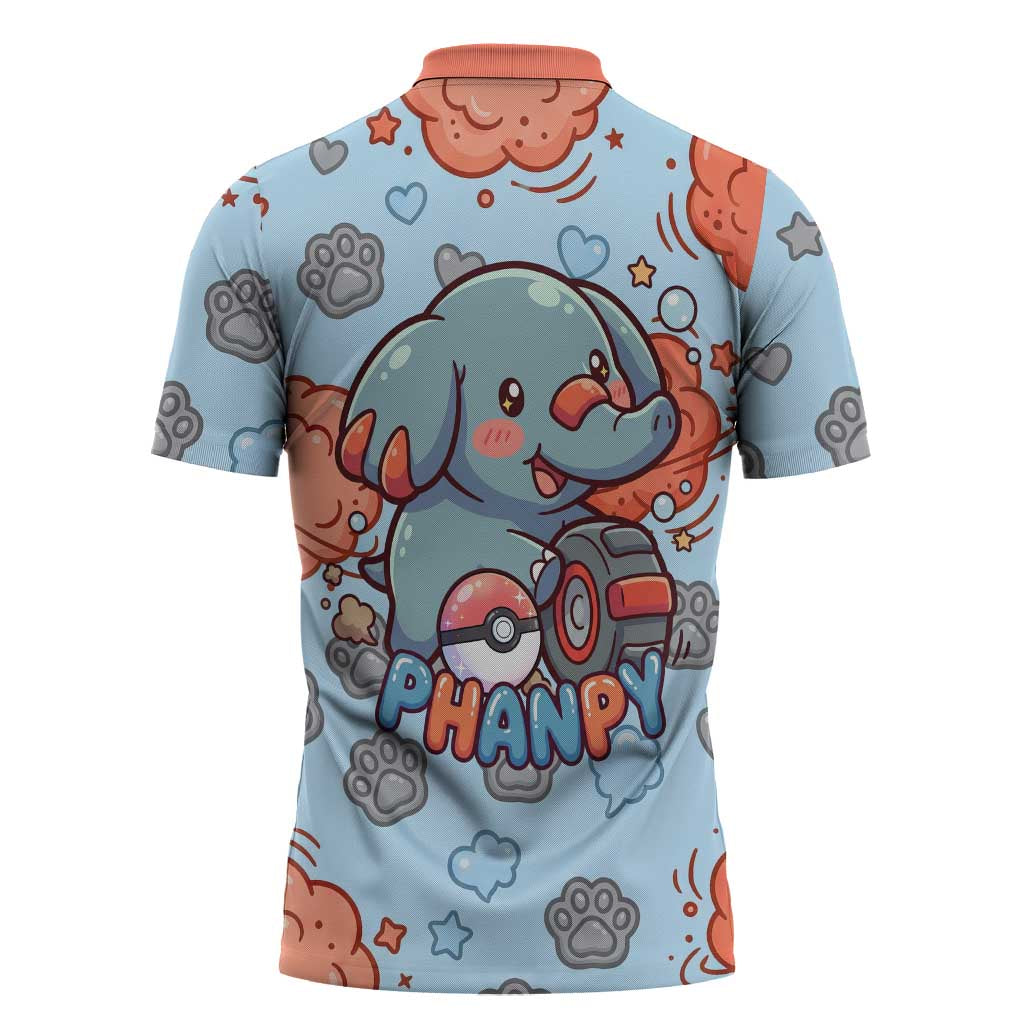 Phanpy Zipper Polo Shirt Playful Kawaii Cloud Burst Art