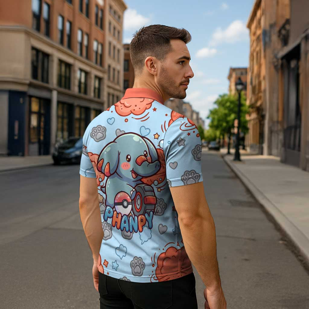 Phanpy Zipper Polo Shirt Playful Kawaii Cloud Burst Art