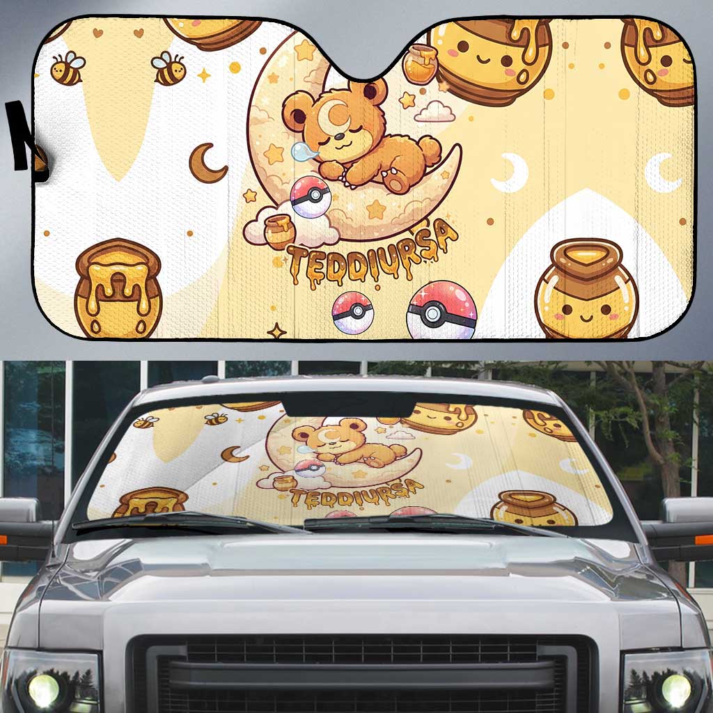 Teddiursa Auto Sun Shade Sweet Honey Moon Kawaii Art