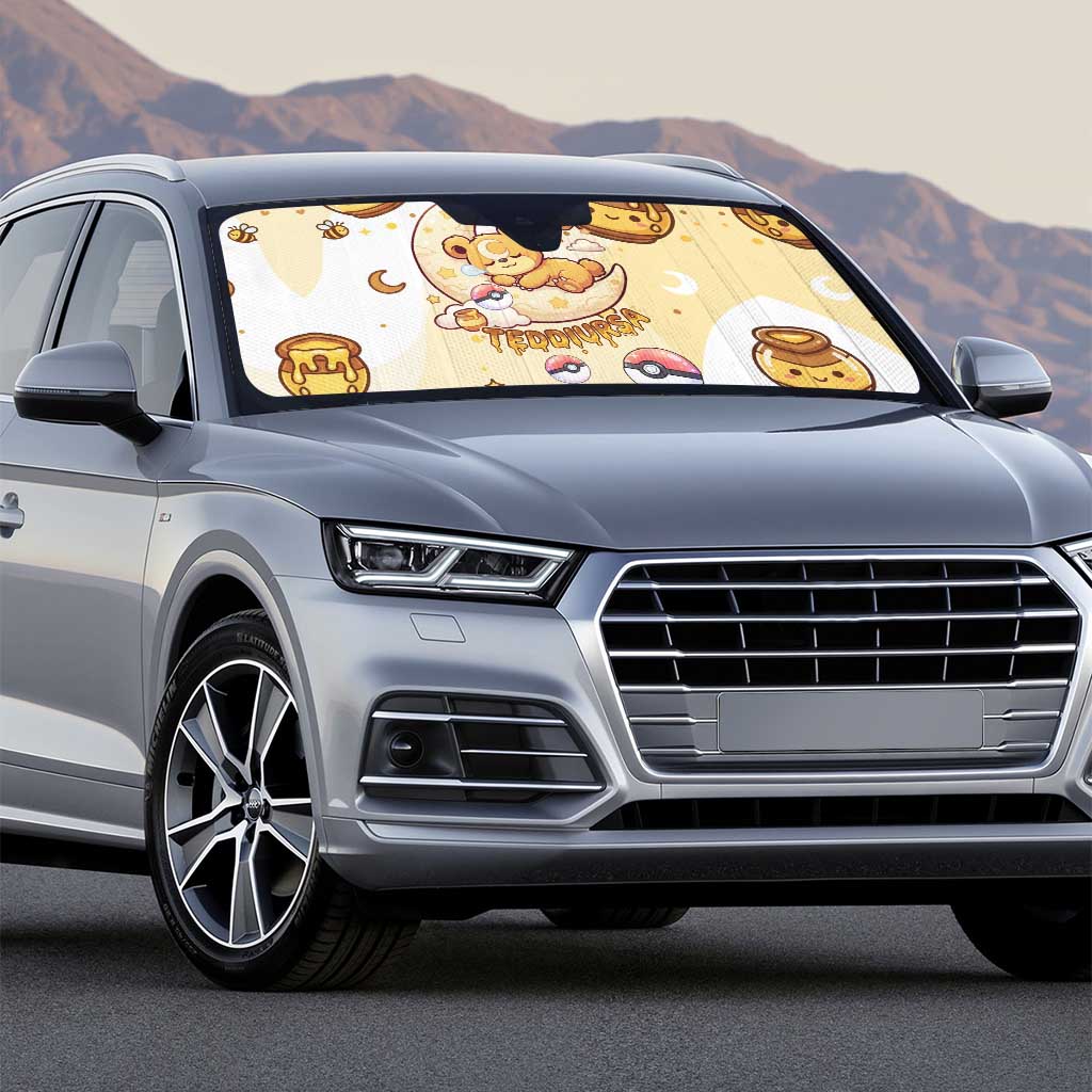 Teddiursa Auto Sun Shade Sweet Honey Moon Kawaii Art