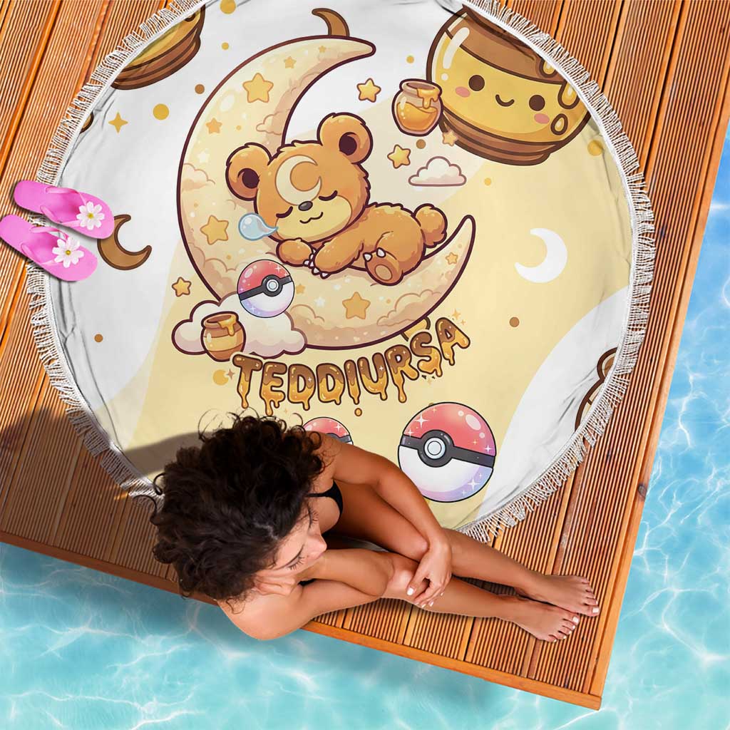 Teddiursa Beach Blanket Sweet Honey Moon Kawaii Art