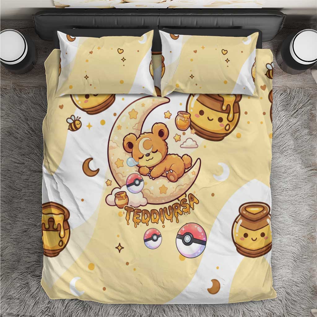 Teddiursa Bedding Set Sweet Honey Moon Kawaii Art