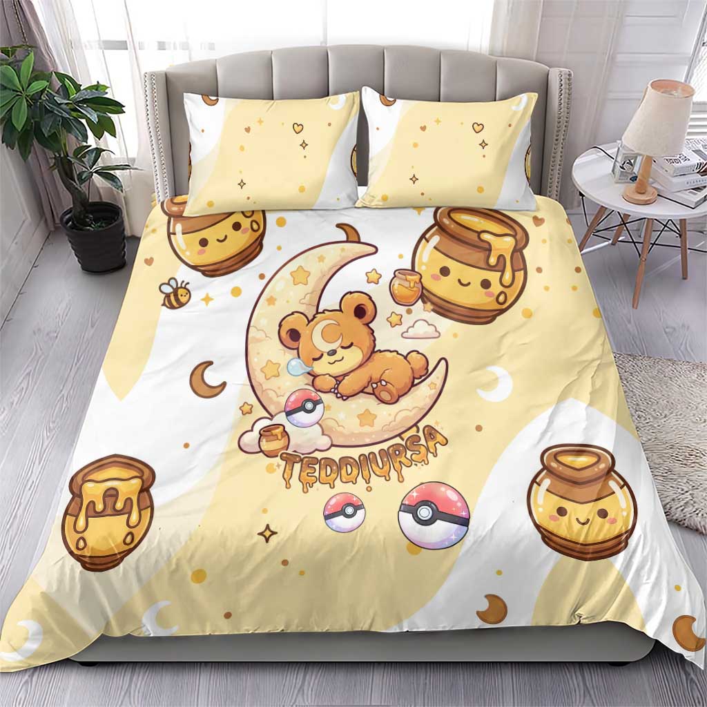 Teddiursa Bedding Set Sweet Honey Moon Kawaii Art
