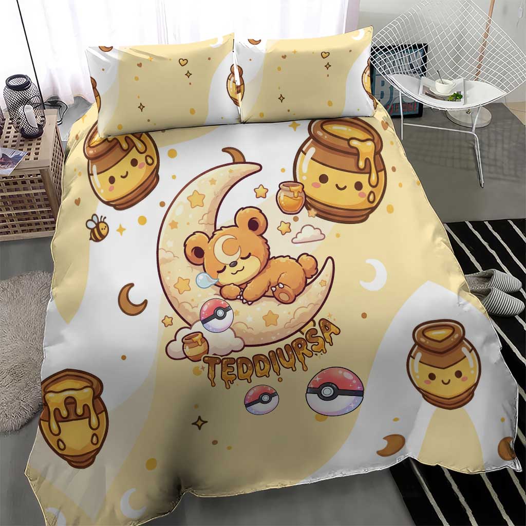 Teddiursa Bedding Set Sweet Honey Moon Kawaii Art