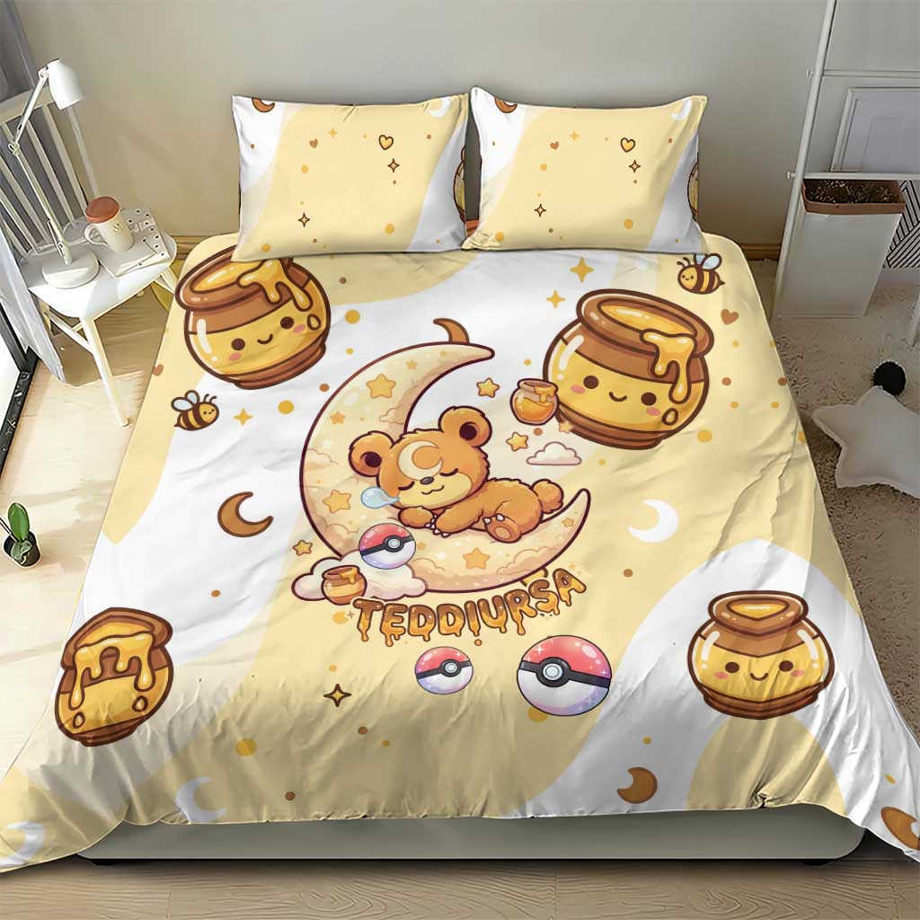 Teddiursa Bedding Set Sweet Honey Moon Kawaii Art