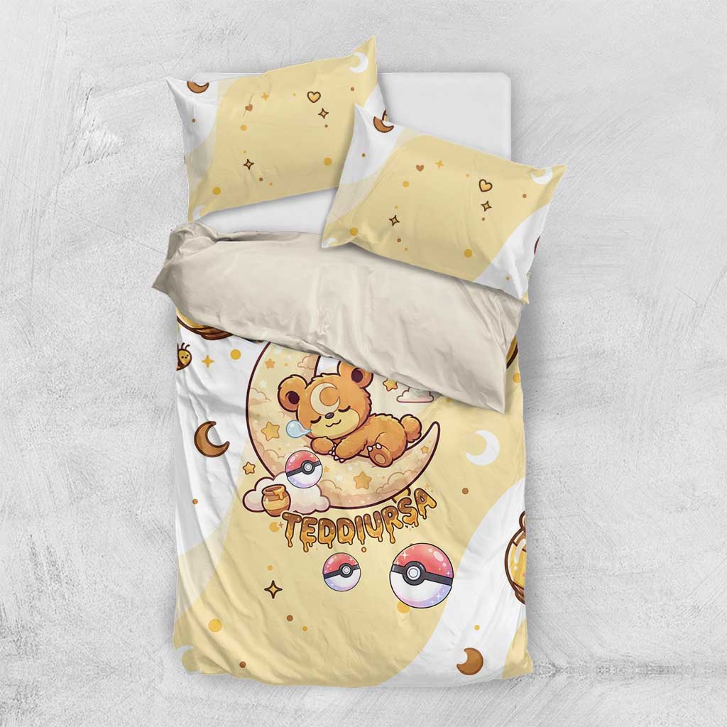 Teddiursa Bedding Set Sweet Honey Moon Kawaii Art
