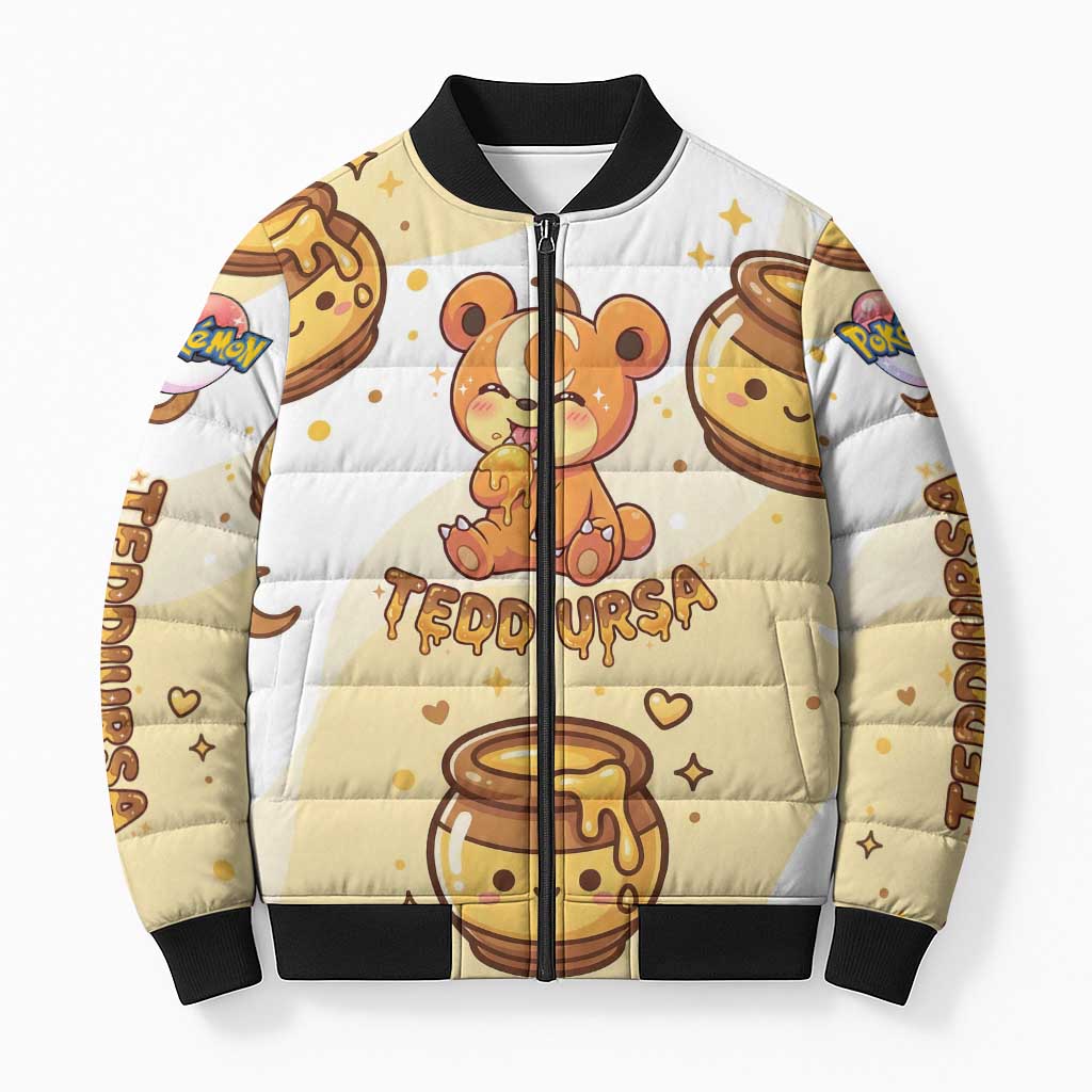 Teddiursa Bomber Puffer Jacket Sweet Honey Moon Kawaii Art