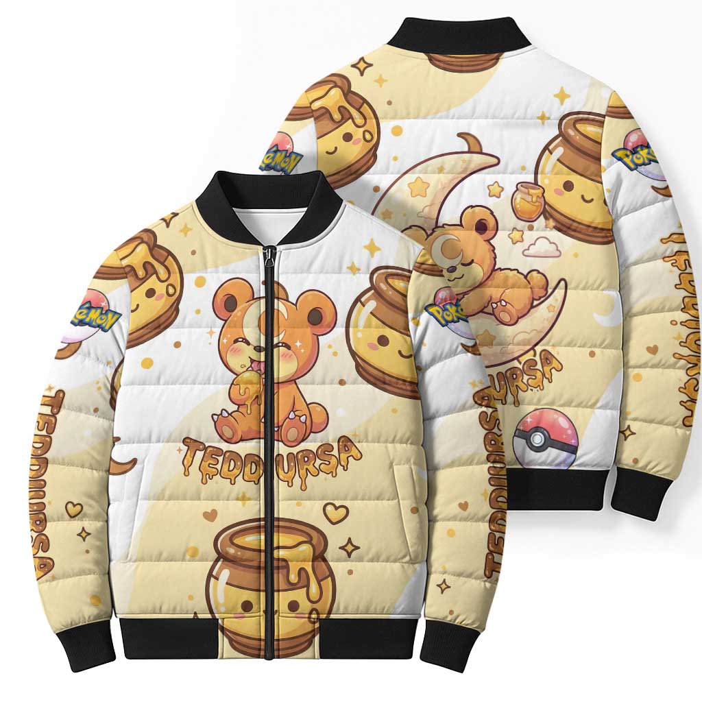 Teddiursa Bomber Puffer Jacket Sweet Honey Moon Kawaii Art