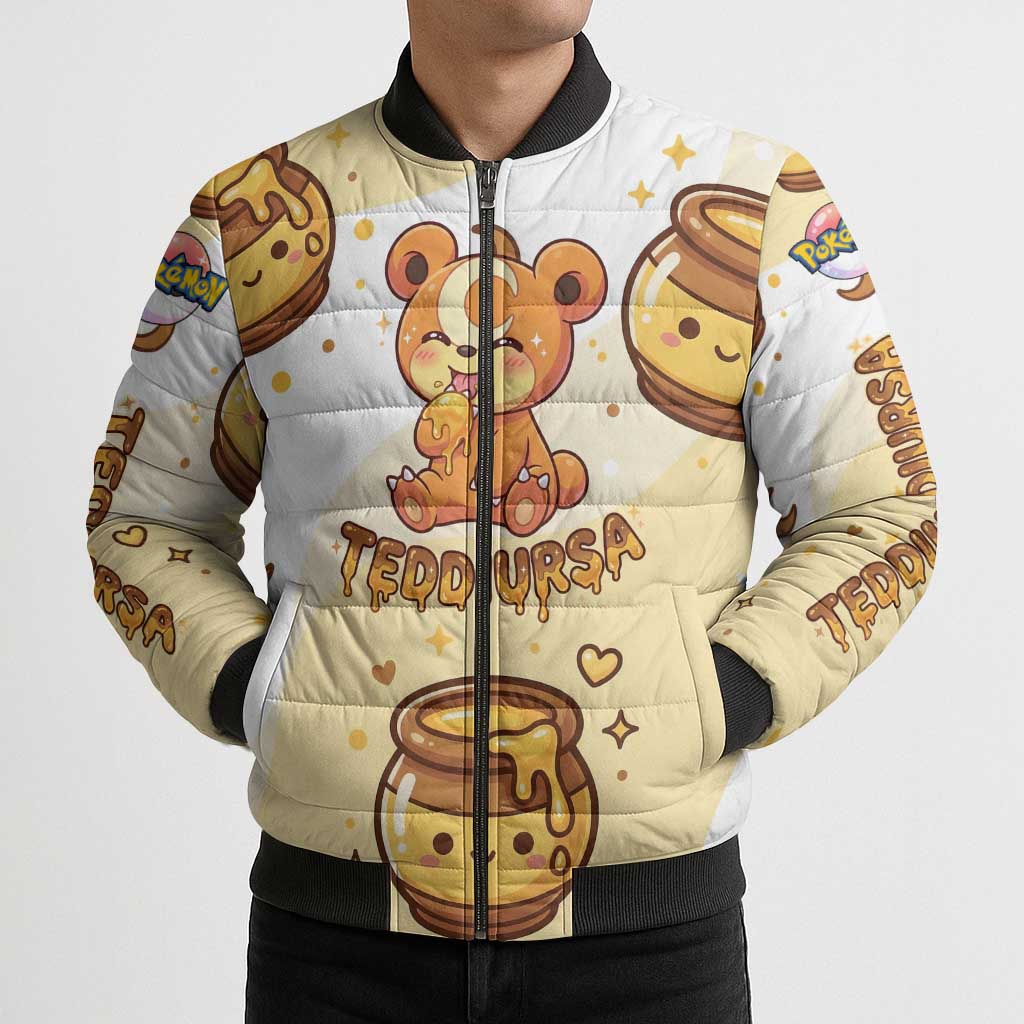 Teddiursa Bomber Puffer Jacket Sweet Honey Moon Kawaii Art
