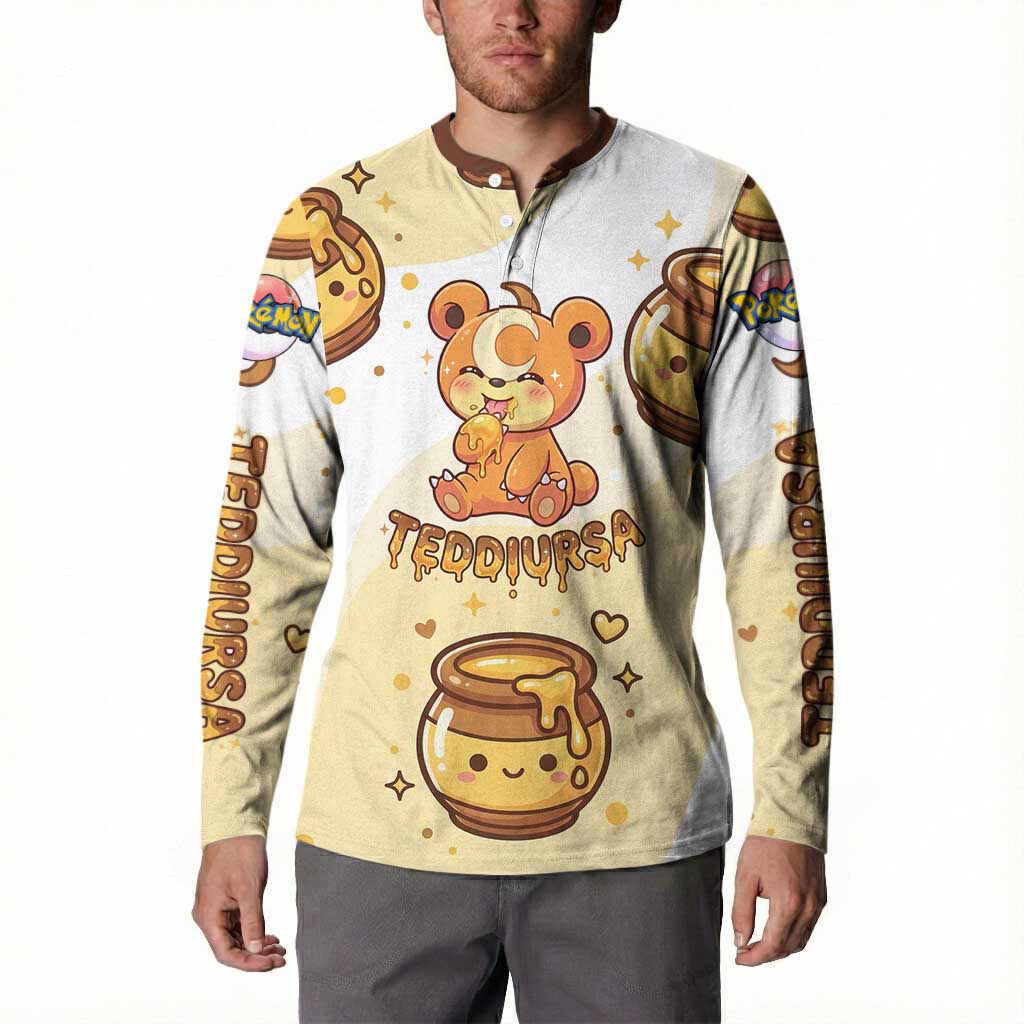 Teddiursa Button Sweatshirt Sweet Honey Moon Kawaii Art